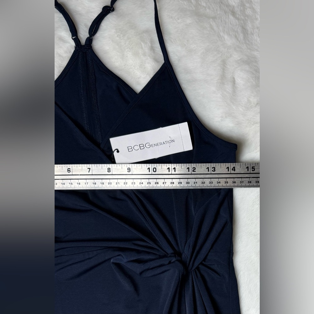🆕 BCBGeneration Navy V-Neck Twist-Front Mini Dress - Picture 8 of 13
